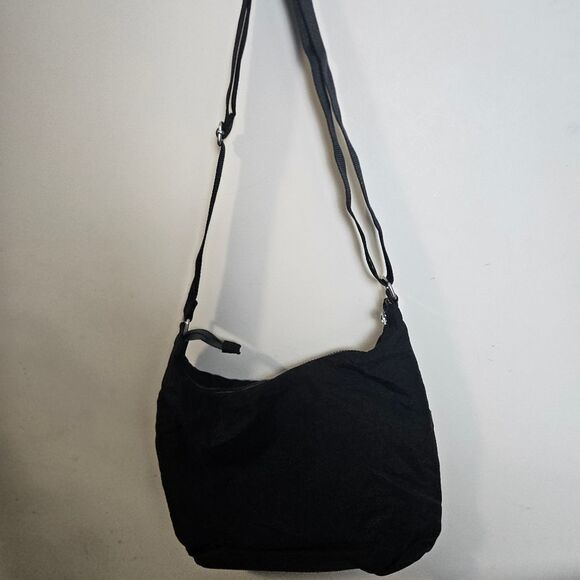 Baggallini Hobo Tote Bag Crossbody Purse Nylon Satchel Black Pocket Vacation Zip - Picture 2 of 5